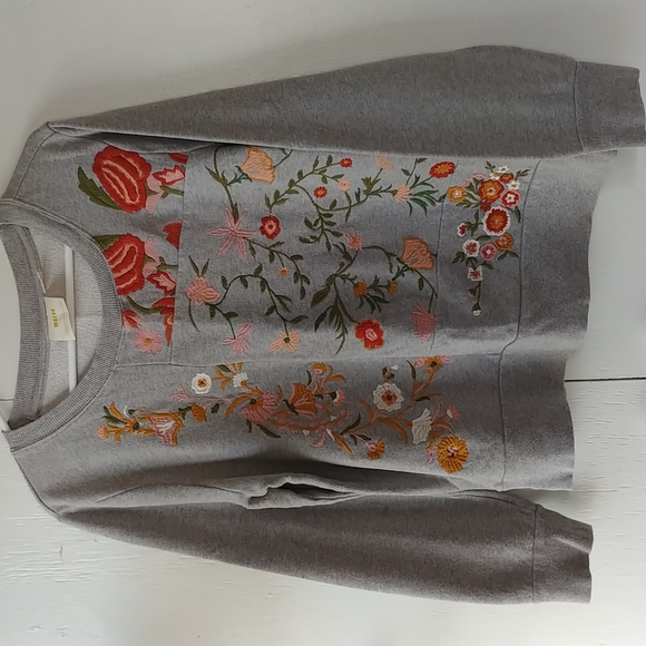 Anthropologie Maeve Marcie Embroidered Sweatshirt SZ M - Picture 2 of 9